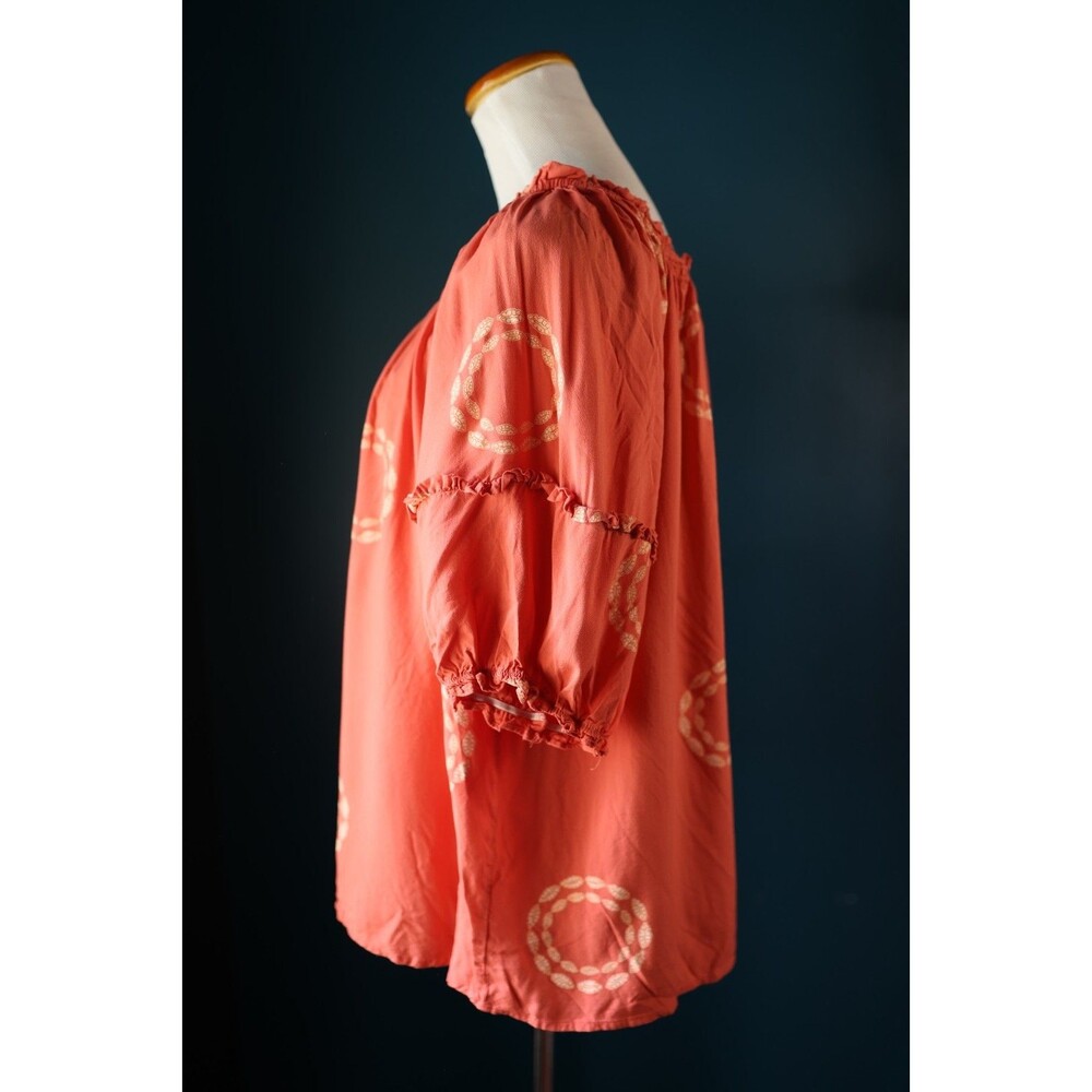 Millenium Short Sleeves Blouse Coral Peasant Off The Shoulder Tunic Boho 3X - Picture 3 of 9